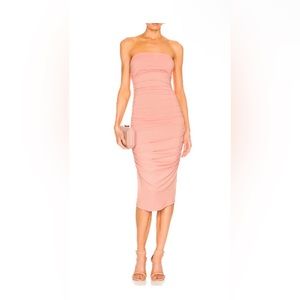 NWT Susana Monaco x Revolve Peaches Peach Ruched Strapless Midi Dress - XS